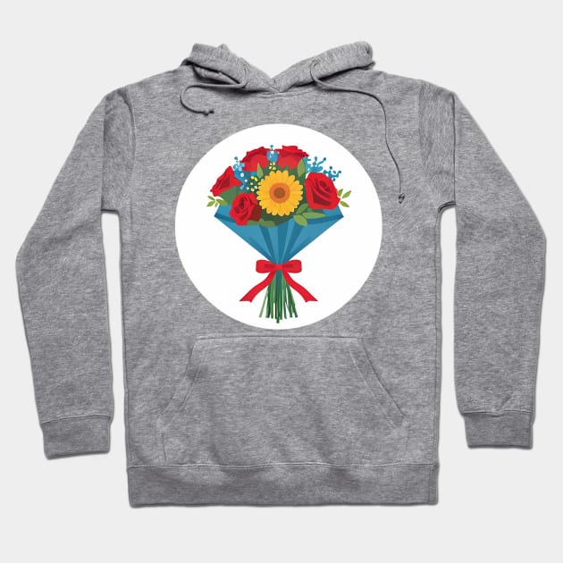 Lovely Bouquet of red, blue, and yellow flowers. Hoodie by CursedContent